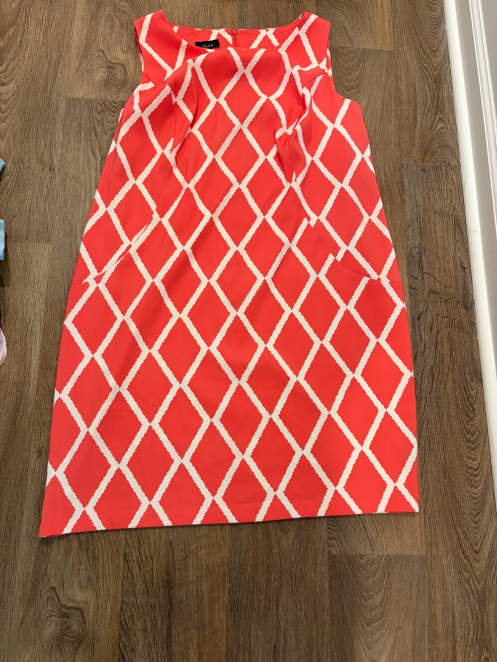 Alyx Coral Red Diamond-Print Pencil Skirt